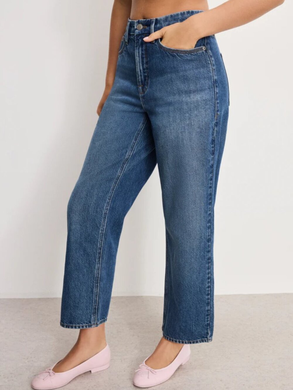 Good American Good 90s Cropped Relaxed Jeans Indigo - Size 16
